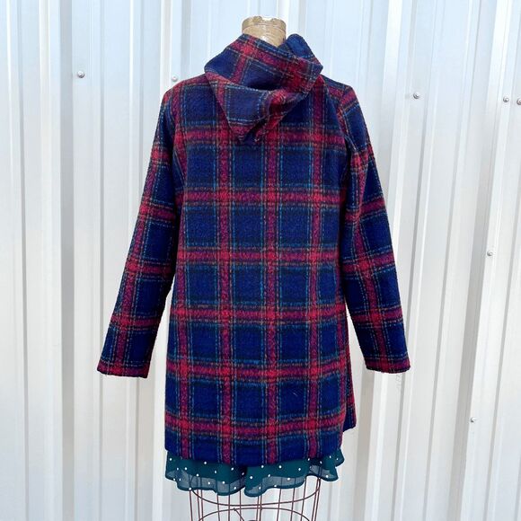 VTG Michael Tyler Hooded Plaid Wool Blend Coat M — Made in Canada - Picture 7 of 8
